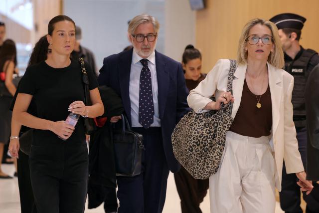 French actress Adele Exarchopoulos arrives with her lawyers Rodolphe Constantino and Marie Grimaud (R) for the trial of her former partner, French rapper Doums (aka Mamadou Coulibaly) for domestic violence at the Paris Courthouse in Paris on June 29, 2026. (Photo by Thomas SAMSON / AFP)