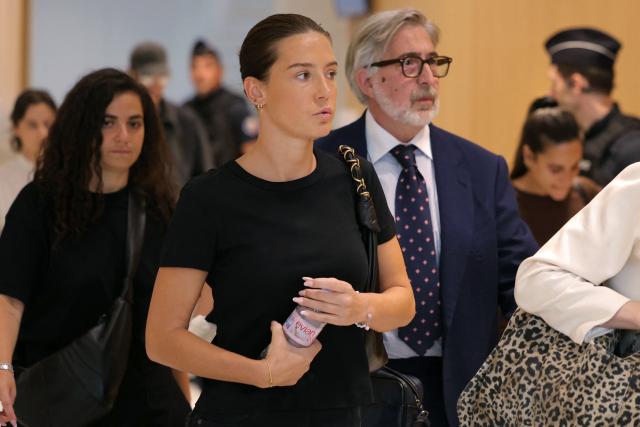French actress Adele Exarchopoulos and her lawyer Rodolphe Constantino arrive for the trial of her former partner, French rapper Doums (aka Mamadou Coulibaly) for domestic violence at the Paris Courthouse in Paris on June 29, 2026. (Photo by Thomas SAMSON / AFP)