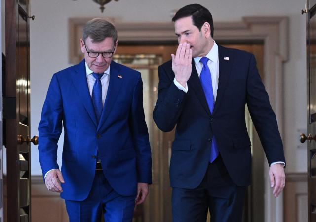 US Secretary of State Marco Rubio walks with Germany’s Foreign Minister Johann Wadephul to the Treaty Room of the State Department ahead of a bilateral meeting in Washington, DC, on June 29, 2026. (Photo by Mandel NGAN / AFP)