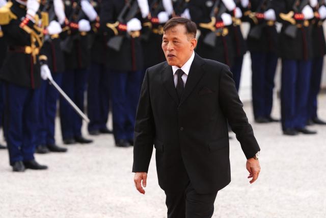 Thailand's King Maha Vajiralongkorn arrives at The Elysee Presidential Palace for a working dinner as part of his State visit to France, in Paris on June 29, 2026. (Photo by Dimitar DILKOFF / AFP)