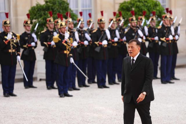Thailand's King Maha Vajiralongkorn arrives at The Elysee Presidential Palace for a working dinner as part of his State visit to France, in Paris on June 29, 2026. (Photo by Dimitar DILKOFF / AFP)