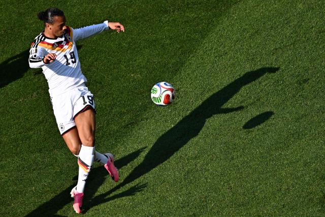 Germany's forward #19 Leroy Sane controls the ball during the 2026 World Cup round of 32 football match between Germany and Paraguay at the Boston Stadium in Foxborough on June 29, 2026.  (Photo by Jewel SAMAD / AFP)