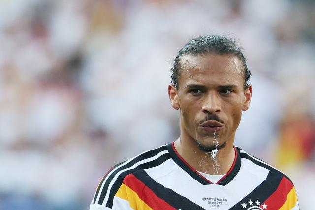 Germany's forward #19 Leroy Sane gestures during the 2026 World Cup round of 32 football match between Germany and Paraguay at the Boston Stadium in Foxborough on June 29, 2026.  (Photo by Odd ANDERSEN / AFP)