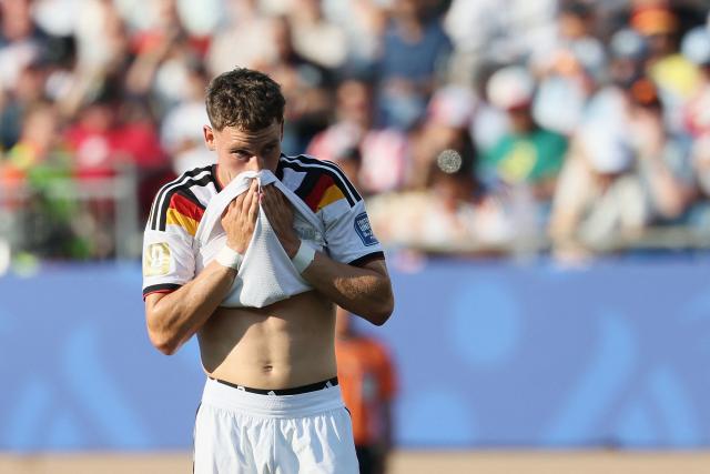 Germany's midfielder #17 Florian Wirtz gestures during the 2026 World Cup round of 32 football match between Germany and Paraguay at the Boston Stadium in Foxborough on June 29, 2026.  (Photo by Odd ANDERSEN / AFP)