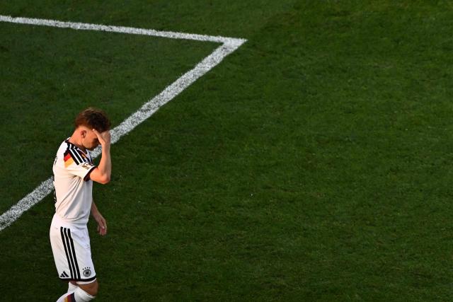 Germany's defender #06 Joshua Kimmich reacts after losing the penalty shootout of the 2026 World Cup round of 32 football match between Germany and Paraguay at the Boston Stadium in Foxborough on June 29, 2026.  (Photo by Jewel SAMAD / AFP)