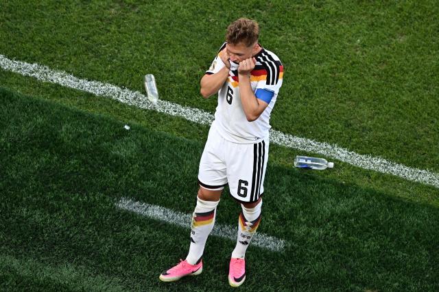 Germany's defender #06 Joshua Kimmich reacts after losing the penalty shootout of the 2026 World Cup round of 32 football match between Germany and Paraguay at the Boston Stadium in Foxborough on June 29, 2026.  (Photo by Jewel SAMAD / AFP)
