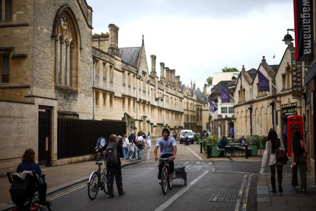 This photo taken on June 17, 2026 shows a general view of a street near Oxford University in Oxford, central England. With its grand atrium, 500-seat acoustics-led concert hall and other state-of-the-art spaces, Oxford's Schwarzman Centre is the newest example of an elite UK university showcasing a billionaire's endowment. (Photo by HENRY NICHOLLS / AFP) / TO GO WITH Britain-education-universities-philanthrophy,FOCUS by Joe JACKSON