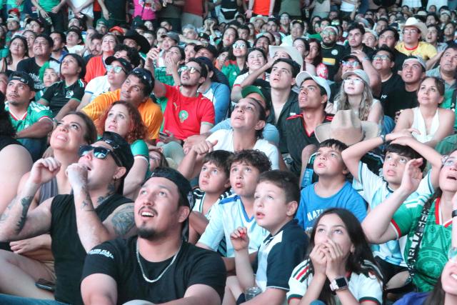 Football fans gather at the FIFA Fan Fest during the 2026 FIFA World Cup football match between the Netherlands and Morocco at Parque Fundidora in Monterrey, Mexico, on June 29, 2026. (Photo by Julio Cesar SALAZAR / AFP)