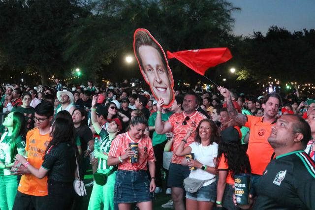 Football fans gather at the FIFA Fan Fest during the 2026 FIFA World Cup football match between the Netherlands and Morocco at Parque Fundidora in Monterrey, Mexico, on June 29, 2026. (Photo by Julio Cesar SALAZAR / AFP)