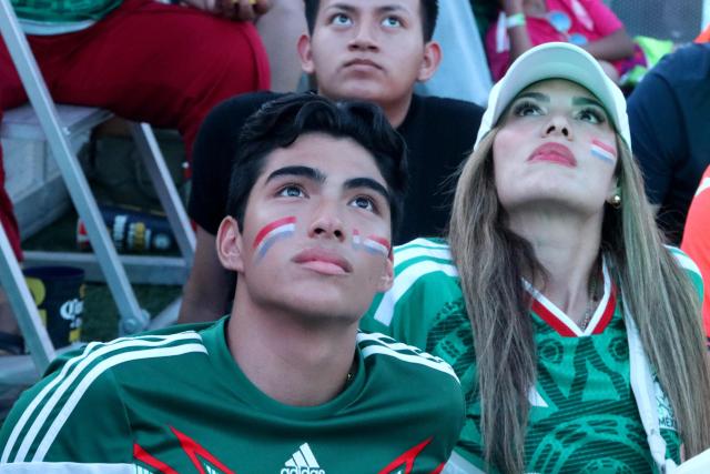 Mexican football fans gather at the FIFA Fan Fest to watch a live broadcast of the 2026 FIFA World Cup football match between the Netherlands and Morocco at Parque Fundidora in Monterrey, Mexico, on June 29, 2026. (Photo by Julio Cesar SALAZAR / AFP)