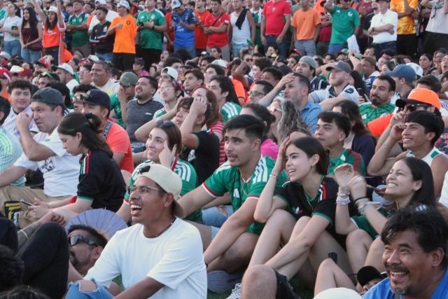 Football fans gather at the FIFA Fan Fest to watch a live broadcast of the 2026 FIFA World Cup football match between the Netherlands and Morocco at Parque Fundidora in Monterrey, Mexico, on June 29, 2026. (Photo by Julio Cesar SALAZAR / AFP)