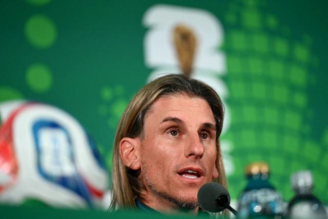 Ecuador's Argentine head coach Sebastian Beccacece gives an MD-1 press conference at the Mexico City Stadium in Mexico City on June 29, 2026, on the eve of the 2026 World Cup round of 32 football match between Mexico and Ecuador. (Photo by YURI CORTEZ / AFP)