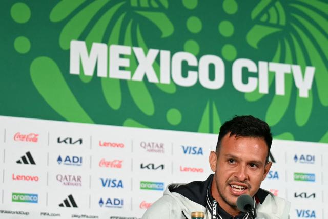 Ecuador's goalkeeper #22 Gonzalo Valle gives an MD-1 press conference at the Mexico City Stadium in Mexico City on June 29, 2026, on the eve of the 2026 World Cup round of 32 football match between Mexico and Ecuador. (Photo by YURI CORTEZ / AFP)