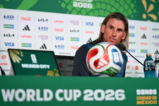 Ecuador's Argentine head coach Sebastian Beccacece gives an MD-1 press conference at the Mexico City Stadium in Mexico City on June 29, 2026, on the eve of the 2026 World Cup round of 32 football match between Mexico and Ecuador. (Photo by YURI CORTEZ / AFP)