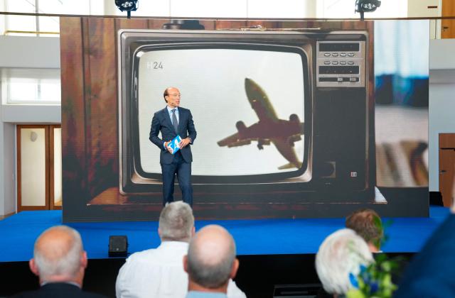 SAS airline CEO Anko van der Werff holds a press conference about the airline's future plans for Scandinavia, at Copenhagen Airport in Copenhagen on June 30, 2026. With its largest investment ever, SAS will spend more than ten billion dollars on up to 40 new Airbus aircraft, it is stated at the press conference. (Photo by Ida Marie Odgaard / Ritzau Scanpix / AFP) / Denmark OUT