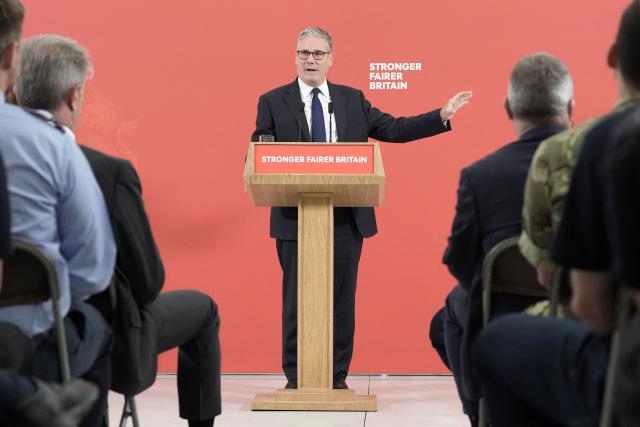 Britain's Prime Minister Keir Starmer gestures as he delivers a speech in Berkshire west of London, on June 30, 2026, following the publication of long-delayed Defence Investment Plan (DIP). Outgoing Prime Minister Keir Starmer announced on June 30, his long-delayed plan for funding Britain's future defence needs, with increased money for drones and autonomous systems. (Photo by Stefan Rousseau / POOL / AFP)