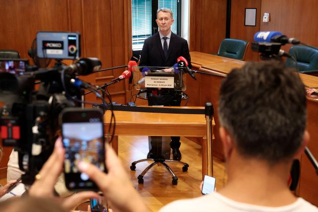 Monaco's Attorney General Stephane Thibault delivers a press conference in Monaco on June 30, 2026, a day after an alleged attack involving an explosive device at a residential building. The investigation into June 29th's explosion 'attack' in Monaco has been opened on the grounds of "attempted murder", and a "terrorist classification" has not been applied at this stage, the principalitys Attorney General said on June 30, 2026. However, he declined to confirm the identity of the alleged target, who, according to several sources, is a wealthy businessman of Ukrainian origin, Vadim Ermolaev, a permanent resident of Monaco. (Photo by Valery HACHE / AFP)