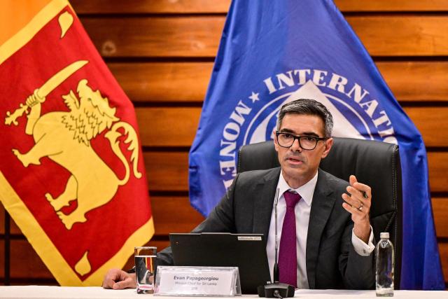 International Monetary Fund (IMF) Mission Chief for Sri Lanka Evan Papageorgiou speaks during a press conference in Colombo on June 30, 2026. (Photo by Ishara S. KODIKARA / AFP)
