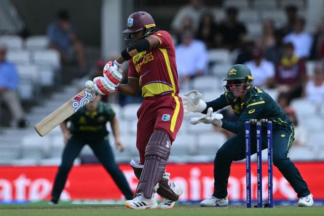 West Indies' captain Hayley Matthews plays a shot during the ICC Women's T20 cricket world cup 2026 semi-final game between Australia and West Indies, at The Oval in London on June 30, 2026. (Photo by JUSTIN TALLIS / AFP)