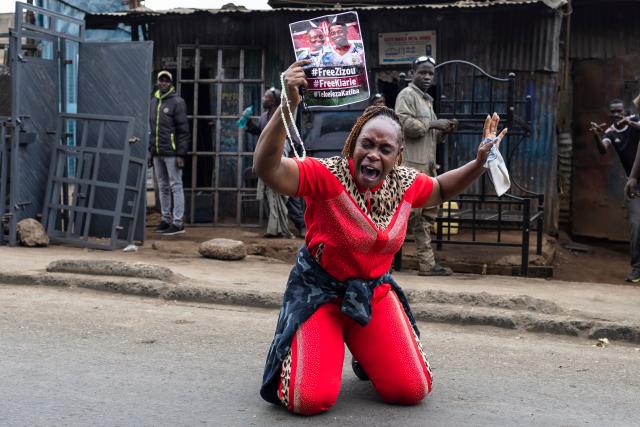 EDITORS NOTE: Graphic content / Beatrice Kiarie, whose son Macmillan Kiarie, 30, is among the youths allegedly abducted, reacts during a protest against alleged police abductions in the Mathare informal settlement of Nairobi on June 30, 2026. Running battles erupted between locals and police in a Nairobi informal settlement on June 30, 2026 leaving one person dead and two wounded, AFP journalists saw, after the alleged abduction of two activists by security forces.
Protests broke out in the Mathare informal settlement after planned demonstrations last week were prevented by a huge police deployment, which saw some activists detained and disappeared for days. (Photo by Tony KARUMBA / AFP)