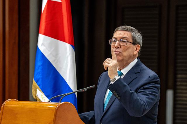 Cuban Foreign Minister Bruno Rodriguez Parrilla attends a press conference in Havana on June 30, 2026. Rodríguez said that months of negotiations with the United States, which is exerting maximum pressure on the island in an attempt to bring about political change, have shown no progress. (Photo by ADALBERTO ROQUE / AFP)