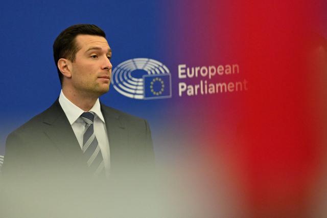 (FILES) French far-right Rassemblement National (RN) party's President, Member of the European Parliament and president of the Patriots for Europe group Jordan Bardella speaks during a press conference as part of a plenary session at the European Parliament in Strasbourg on June 16, 2026. A corruption watchdog on June 30, 2026 said it was seeking a probe into allegations France's far-right presidential candidate-in-waiting Jordan Bardella once held a fake assistant job in European parliament, claims his party denies. (Photo by Jean-Christophe VERHAEGEN / AFP)