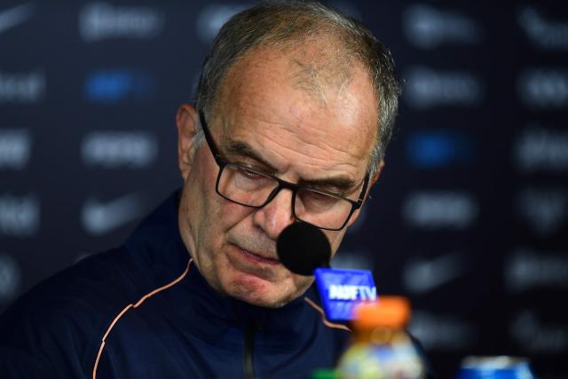 Uruguay's Argentine head coach Marcelo Bielsa speaks during a press conference at the Centenario Stadium in Montevideo on June 30, 2026. (Photo by Dante FERNANDEZ / AFP)