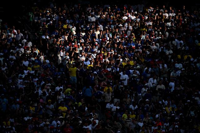 Fans attend the 2026 World Cup round of 32 football match between France and Sweden at the New York/New Jersey Stadium in East Rutherford on June 30, 2026.  (Photo by Jewel SAMAD / AFP)
