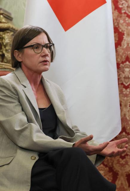 President of the International Committee of the Red Cross (ICRC) Mirjana Spoljaric attends a meeting with Russia's Foreign Minister in Moscow on July 1, 2026. (Photo by Shamil Zhumatov / POOL / AFP)