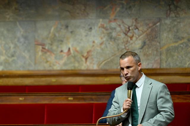 Libertes, Independants, Outre-Mer et Territoires (LIOT) parliamentary group MP Christophe Naegelen speaks during a session of questions to the government at the National Assembly, French Parliament lower house, in Paris on July 1, 2026. (Photo by Julie SEBADELHA / AFP)