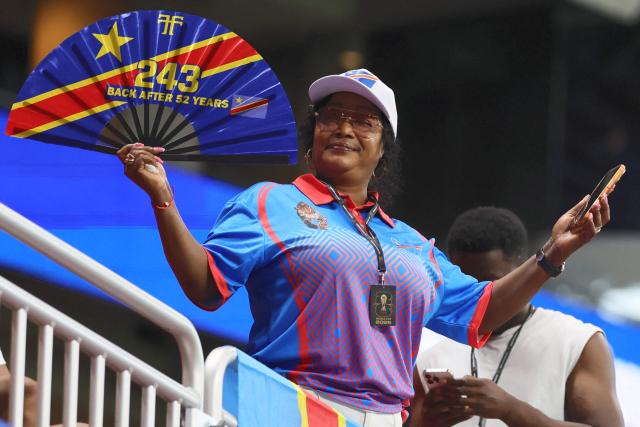 A Congo DR's pose for a picture ahead of the 2026 World Cup round of 32 match football between England and the Democratic Republic of Congo at the Atlanta Stadium in Atlanta on July 1, 2026.  (Photo by Odd ANDERSEN / AFP)