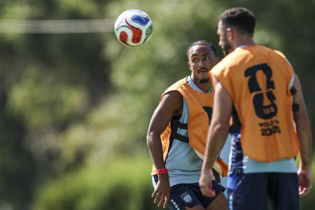 Cape Verde's forward #19 Dailon Livramento takes part in a training session at Waters Sportsplex in Tampa on July 1, 2026, ahead of the 2026 FIFA World Cup football tournament round of 32 match between Argentina and Cape Verde. (Photo by PATRICIA DE MELO MOREIRA / AFP)