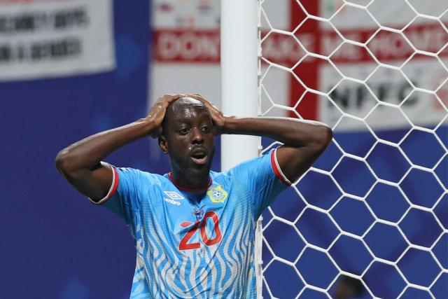 Congo DR's forward #20 Yoane Wissa reacts to a missed chance during the 2026 World Cup round of 32 match football between England and the Democratic Republic of Congo at the Atlanta Stadium in Atlanta on July 1, 2026.  (Photo by Odd ANDERSEN / AFP)