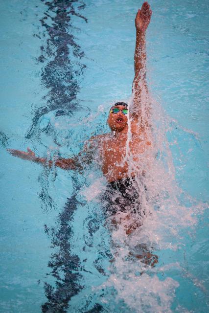 France’s Yohann Ndoye-Brouard competes in the mens 100m backstroke final during the French national swimming championships in Saint-Etienne, south-eastern France, on July 1, 2026. (Photo by OLIVIER CHASSIGNOLE / AFP)