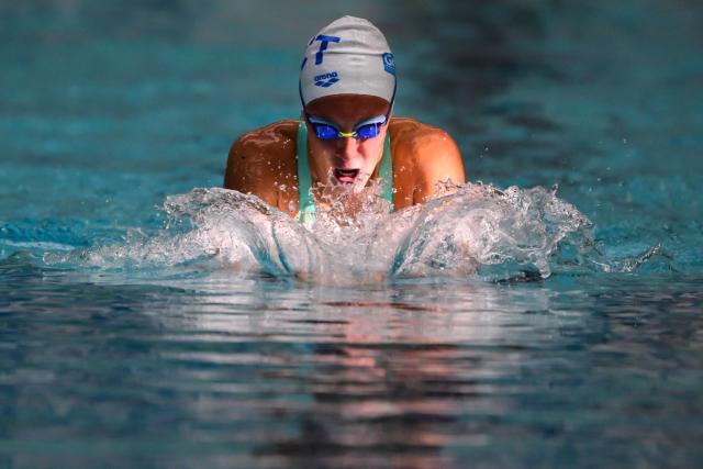France’s Lola Mallet competes in the womens 200m medley final during the French national swimming championships in Saint-Etienne, south-eastern France, on July 1, 2026. (Photo by OLIVIER CHASSIGNOLE / AFP)