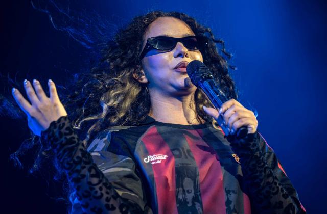 Britain's singer Jade performs on the Arena Stage during the Roskilde Festival on July 1, 2026. (Photo by Torben Christensen / Ritzau Scanpix / AFP) / Denmark OUT