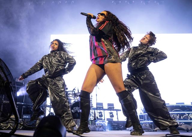 Britain's singer Jade performs on the Arena Stage during the Roskilde Festival on July 1, 2026. (Photo by Torben Christensen / Ritzau Scanpix / AFP) / Denmark OUT