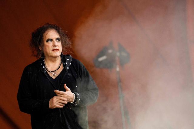 Britain's rock band The Cure performs on the Orange Stage during the Roskilde Festival on July 1, 2026. (Photo by Ida Marie Odgaard / Ritzau Scanpix / AFP) / Denmark OUT