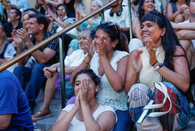 US fans react as people gather to watch the 2026 World Cup match between USA and Bosnia and Herzegovina at the Rockefeller center in New York, on July 1, 2026. (Photo by kena betancur / AFP)
