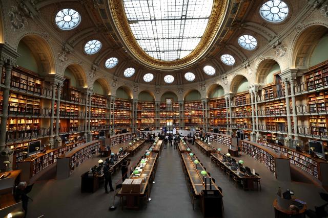 This photo shows the Oval Room of the BnF during the presentation of the Albert Camus collection and his entry at the national collections at the Bibliotheque nationale de France (BnF) in Paris on July 2, 2026. (Photo by SIMON WOHLFAHRT / AFP)