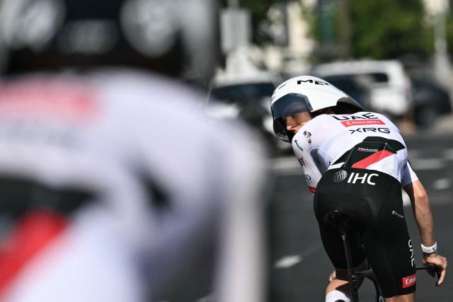UAE Team Emirates - XRG team's Slovenian rider Tadej Pogacar takes part in a team training session two days prior to the start of the 113th edition of the Tour de France cycling race, in Castelldefels south of Barcelona, on July 2, 2026. (Photo by Jeff PACHOUD / AFP)