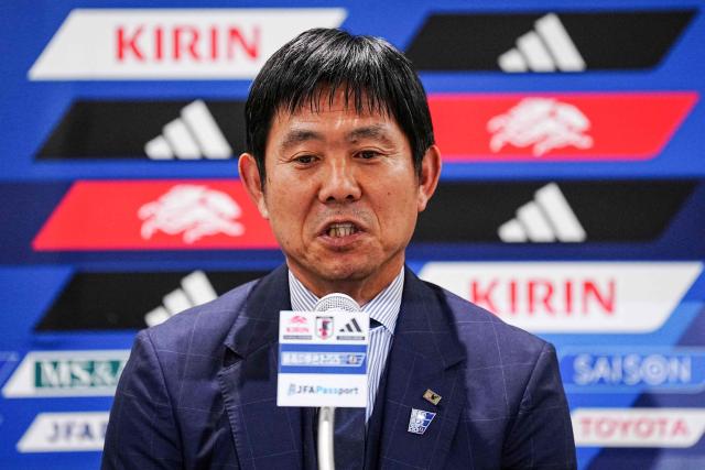 Japan's football head coach Hajime Moriyasu attends a press conference in Tokyo on July 2, 2026. (Photo by Yuichi YAMAZAKI / AFP)