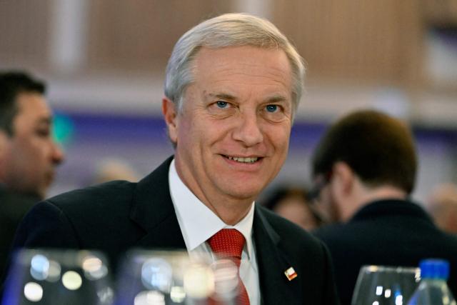 Chile's President Jose Antonio Kast attends a breakfast organized by the Association of Marketing Executives of Uruguay (ADM) in Montevideo on July 2, 2026. Kast is on official visit in Uruguay. (Photo by Santiago Mazzarovich / AFP)