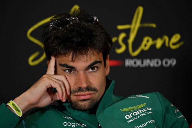 Aston Martin's Canadian driver Lance Stroll attends a press conference ahead of the Formula One British Grand Prix at the Silverstone motor racing circuit in Silverstone, central England, on July 2, 2026. (Photo by Andrej ISAKOVIC / AFP)