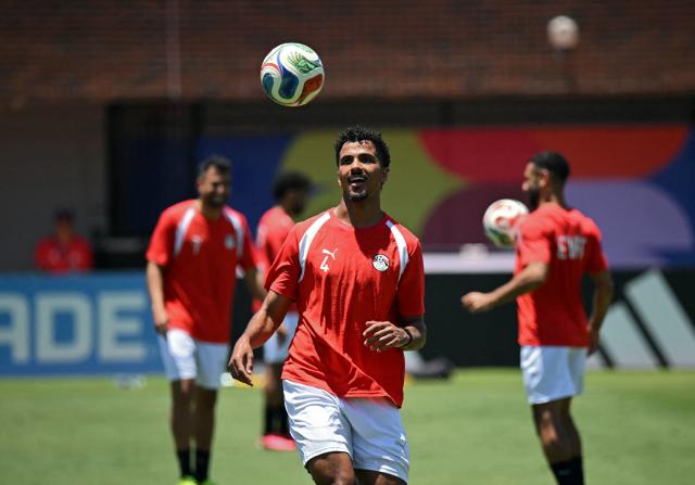 Egypt's defender #04 Hossam Abdelmaguid takes part in a training session in Dallas, on July 2, 2026, ahead of their match against Australia, during the 2026 World Cup football tournament. (Photo by Paul ELLIS / AFP)