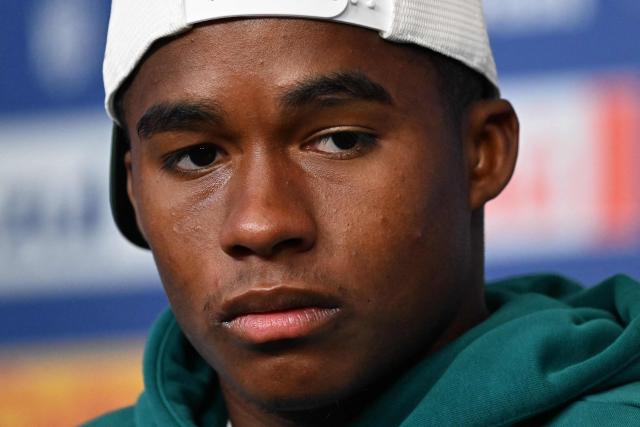 Brazil's forward #19 Endrick gives a press conference at The Ridge hotel in Basking Ridge, New Jersey on July 2, 2026, during the 2026 World Cup football tournament. (Photo by MAURO PIMENTEL / AFP)