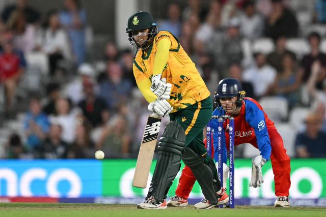 South Africa's Chloe Tryon plays a shot during the ICC Women's Twenty20 (T20) cricket world cup 2026 semi-final game between England and South Africa, at The Oval in London on July 2, 2026. (Photo by JUSTIN TALLIS / AFP)