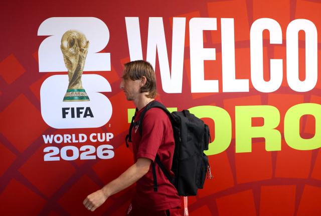 Croatia's midfielder #10 Luka Modric arrives ahead of the 2026 World Cup round of 32 football match between Portugal and Croatia at the Toronto Stadium in Toronto on July 2, 2026.  (Photo by Cole Burston / AFP)