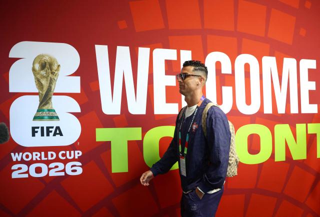 Portugal's forward #07 Cristiano Ronaldo arrives ahead of the 2026 World Cup round of 32 football match between Portugal and Croatia at the Toronto Stadium in Toronto on July 2, 2026.  (Photo by Cole Burston / AFP)