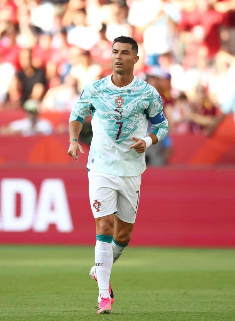 Portugal's forward #07 Cristiano Ronaldo jogs on the pitch during the 2026 World Cup round of 32 football match between Portugal and Croatia at the Toronto Stadium in Toronto on July 2, 2026.  (Photo by Cole Burston / AFP)